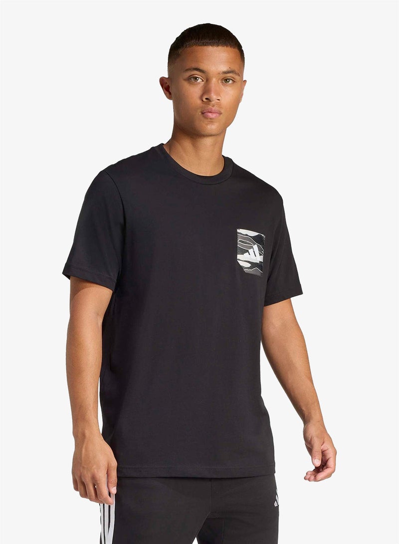 Adidas Camo Woven Pocket Graphic T-Shirt - Image 1